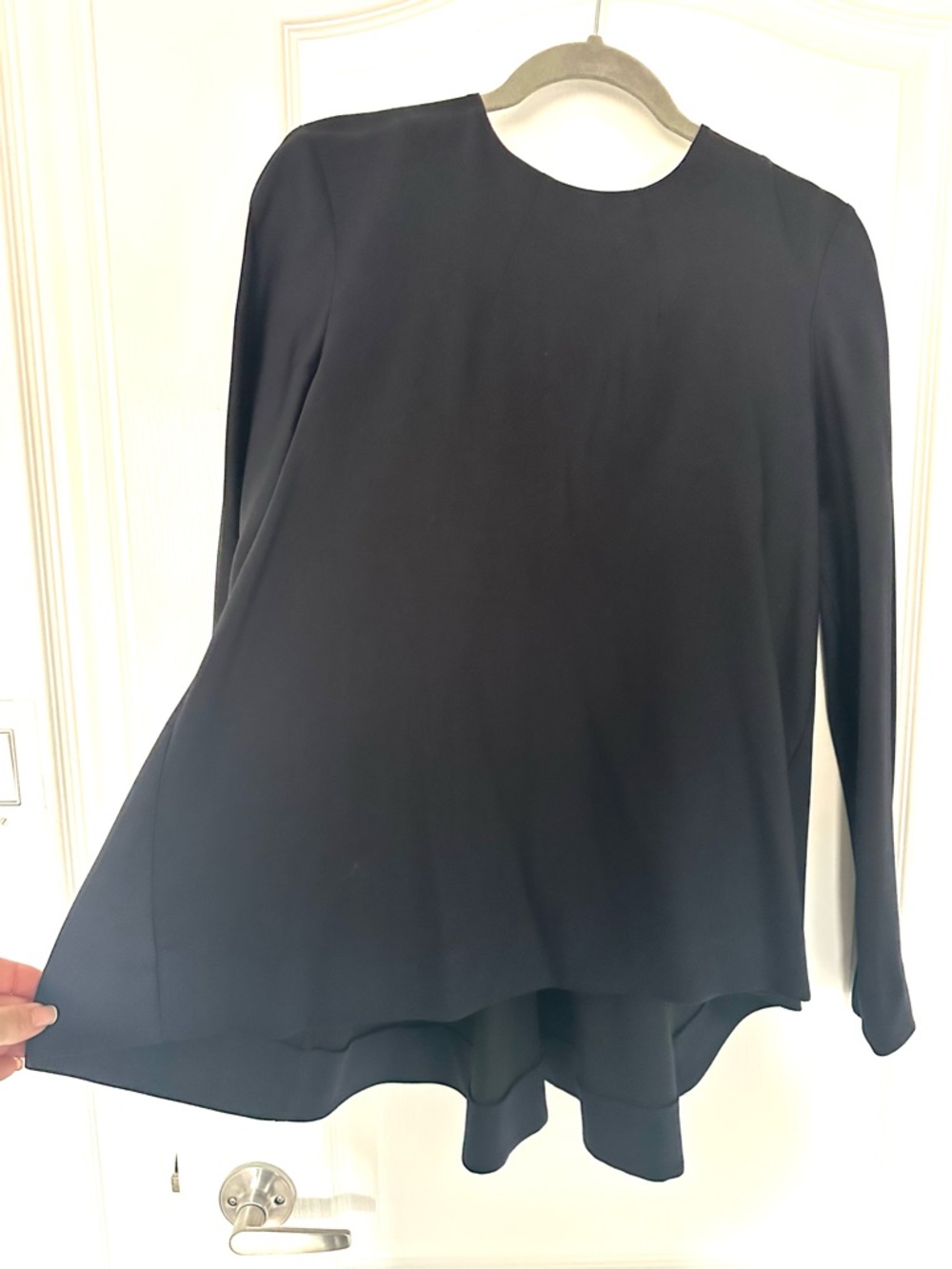 BN COS Dark Navy Long-Sleeve High Low Flowing Top with Gorgeous back detail